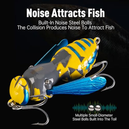 Kingdom Wasp Crawl Bait Insect Bionic Floating Fishing Lures Swimbaits Hard Artificial Baits Lure Freshwater and Saltwater Bass Carp Pike Walleye Fishing ABS Material Carbon Steel Three Book Hook - color: 07, size: 4.2g
