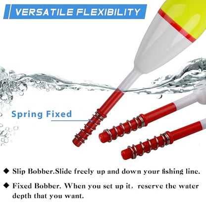 AGOOL Slip Bobbers Wood Fishing Floats and Bobbers Spring Bobbers Stick Slip Bobbers for Crappie Fishing Bobbers for Crappie Panfish Walleyes Trout Bass Fishing 5/10pcs - color: 1.97 x 0.91 x 5.63 inch - 5pcs