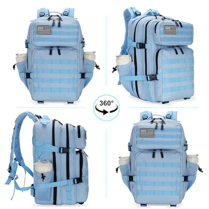 Lovelinks21 25L Tactical Military Backpack Small Travel Backpack for Men and Women Assault Pack Bug Out Bag Molle Daypack Gym Bag with Bottle Holder (Light Blue) - color: Light Blue