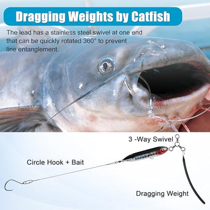 Dragging Weights for Catfishing Tolling Drifting No Snag Sinkers Slip Stick Drag Weights Bottom Search Snagless Catfish Sinker Fishing Weights Catfishing Tackle Gear - color: Blue-5pcs, size: 2OZ