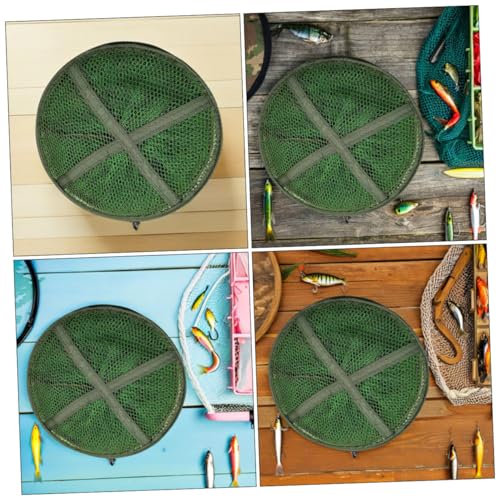 Foldable Collapsible Fishing Guard Net with Stainless Steel Anchors 25cm X 115cm, 2pcs Crab Keeping Basket for Kayak and Dock Fishing