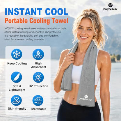 YQXCC 4 Pack Cooling Towels 40"x12", Cold Cool for Neck & Face | Cooling Neck Wraps, Soft Breathable Microfiber Chilly Towels, Ideal for Gym, Yoga, Golf, Running, Camping & Hot Weather - color: Dark Gray*2 + Light Gray*2