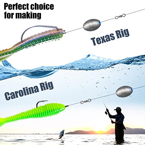 Egg Sinkers Bullet Fishing Weights Oval Shaped with Plastic Core Slip Sinkers for Catfish Fishing Casting Saltwater and Freshwater 1/5oz to 2oz - style: 1/2 Ounce-15g-15pcs