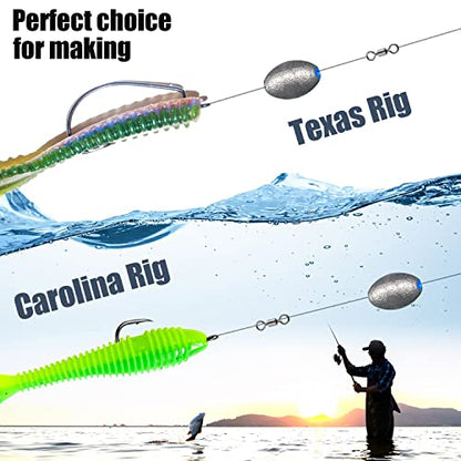 Egg Sinkers Bullet Fishing Weights Oval Shaped with Plastic Core Slip Sinkers for Catfish Fishing Casting Saltwater and Freshwater 1/5oz to 2oz - style: 1/2 Ounce-15g-15pcs