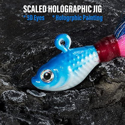 Dr.Fish 3 Pack Bucktail Jig Lure Hair Jig Saltwater Freshwater Lures Surf Fishing Bass Flounder Striper Bluefish Halibut Redfish - color: white,white&black,blue&pink (Pack of 3), size: 1/2 oz
