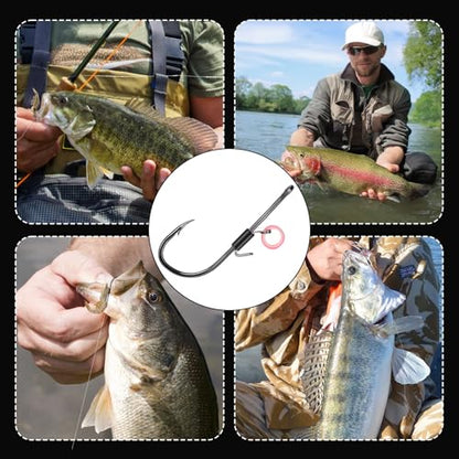 FishTrip Baitholder Fishing Hooks, 10/15pcs Live Shrimp Fixed Hooks Carbon Steel Long Shank Barbed Hooks for Redfish, Bream, Trout, bass 2/0 3/0 4/0