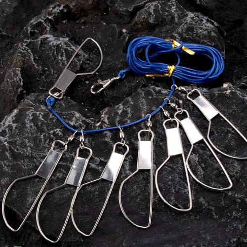 Alwonder Fish Stringer 16ft/6.5ft, Fishing Stringer with Stainless Steel Swivels Snaps Lock and Heavy Duty Ground Pillar, Stringers Trout Fishing Gear for Trout Bass Salmon Walleye - color: 16ft with 8 snaps