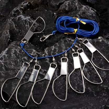 Alwonder Fish Stringer 16ft/6.5ft, Fishing Stringer with Stainless Steel Swivels Snaps Lock and Heavy Duty Ground Pillar, Stringers Trout Fishing Gear for Trout Bass Salmon Walleye - color: 16ft with 8 snaps