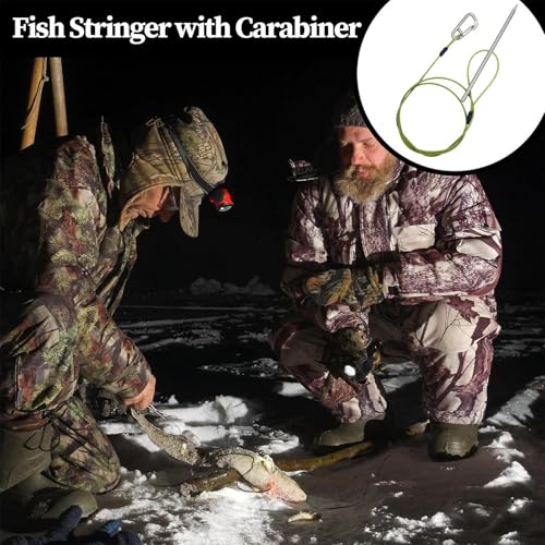 Stainless Steel Fishing Stringer Stainless Steel Cable Fastener | with Carabiner Heavy Duty Fishing Equipment for Scuba Kayaking Lake Pond Seaside Stream - color: Rope length 80cm
