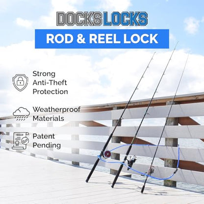 DocksLocks Fishing Rod & Reel Lock, Fishing Pole Lock for Storage, Gear, Equipment, Accessories, Rod Holder, Truck Bed, Car Rack, Piers, Boats and Marinas - size: Large (Rod diameter 23mm to 28mm)