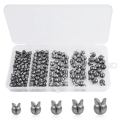 100 Pack Split Shot Fishing Weight Removable Clip On Fly Fish Line Sinkers Round Egg Fishing Sinker Saltwater Lead Weight Bass Fishing Freshwater - color: Mix 5 Size - 165 Pack