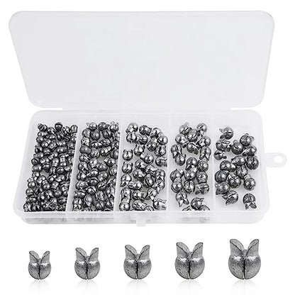 100 Pack Split Shot Fishing Weight Removable Clip On Fly Fish Line Sinkers Round Egg Fishing Sinker Saltwater Lead Weight Bass Fishing Freshwater - color: Mix 5 Size - 165 Pack