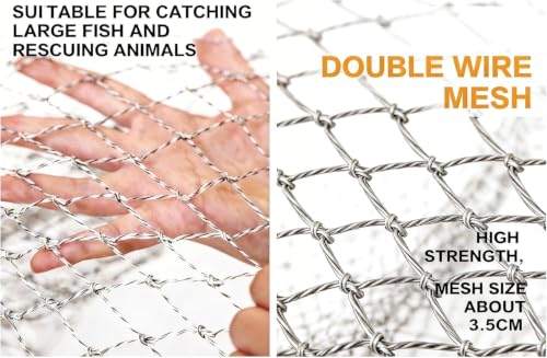 TyQuirlyn Telescopic Fishing Landing Net, 20" Round Frame 24" Deep Double-Strand Nylon Mesh, 63"-100" Dual Lock Stainless Steel Pole, 60LB Load for Big Fish & Animal Rescue