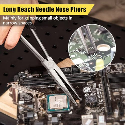 Long Needle Nose Pliers-11’’, for Home,Fishing, Jewelry,Crafts, 2pcs | for Tight Spaces,Paper Clamp Precision, High Carbon Steel, Non-slip Handle,Effort-Saving Design - style: Two-11in