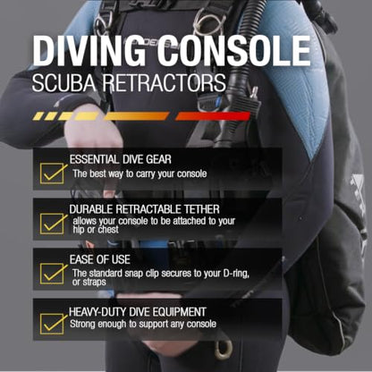 Gear Keeper Scuba Retractable Lanyard for Dive Console & Depth Gauge - Keeps Scuba Gear Secure & Accessible - Made in USA - size: Waist Mount (Locking), style: Snap Clip Deluxe