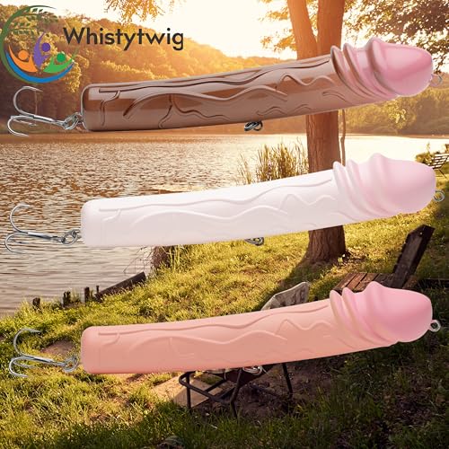 Whistytwig Funny Fishing Lures 3 Piece Topwater Popper Set - Gag Fishing Lures that Actually Catch Fish - Hardbody Floating Design for Saltwater and Freshwater - color: Pink Brown Suntan