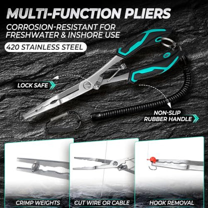 Jenseits Fishing Tool Kit, Fish Gripper, Fishing Pliers, Digital Fish Scale, Fillet Knife, Hook Remover & Fishing Accessories Set, Freshwater Saltwater Fishing Gear, Fishing Gifts for Men Angler - size: 7pcs (with scale)