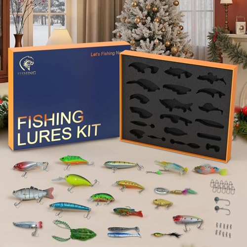 41 Pcs Fishing Lures Kit for Bass Trout & Pike | All-in-One Fishing Gear Gift Set | Premium Fishing Tackle Box for Beginners, Dad, Men (Freshwater & Saltwater) - style: Business Style
