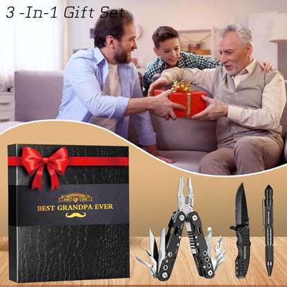 Multitools Gifts Set for Papa with 14-In-1 Multi-Pliers, Pocket Knife, Tactical Pen, Gifts for Grandfather Stocking Stuffers Multi-tools Kit(BEST GRANDPA EVER) - style: Gifts for PaPa "BEST GRANDPA EVER"