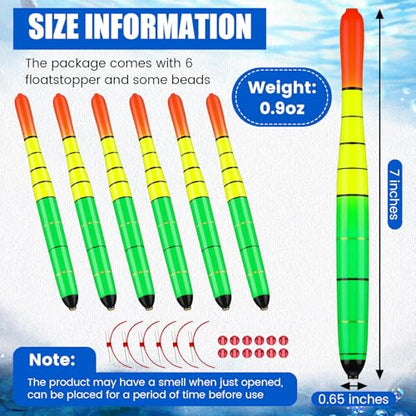 Arrowbash 6 Pcs Fishing Bobbers Floats Weighted Catfish Pole Floats High Visibility Wood Pole Fishing Float for Catfish Pike 7in, 12in - size: 7 Inch