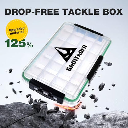 Ghosthorn Fishing Tackle Box, Waterproof 3600 and 3700 Tackle Trays, Plastic Tackle Box Organizer with Removable Dividers Storage Lure Box for Lures 2 Pack (3700 * 2) - size: 3700*2