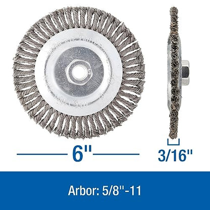 Mercer Industries 186031B - 6" x 3/16" x 5/8"-11 Premium Stringer Bead Wire Wheel, .020 Tempered Steel Wire - color: .020 Tempered Steel, size: 6" x 3/16" x 5/8"-11, style: Stringer Bead Wire Wheel