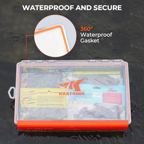 KastKing HyperSeal Waterproof Tackle Box, 3700 Deep Tackle Trays, Fishing Tackle Box Organizer With Exterior Stickers, Fishing Gear & Fishing Accessories Storage, 1 Pack No Compartment - size: 3700 Deep(1 Pack no compartment)