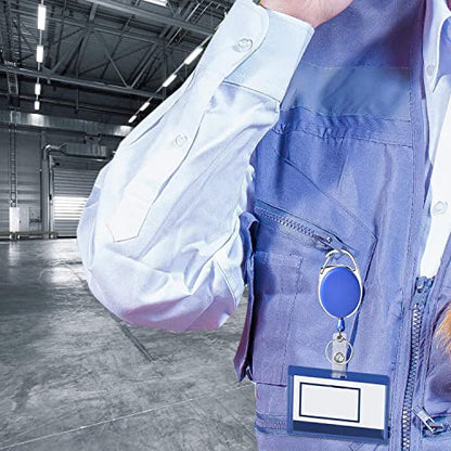 Retractable Badge Holder with Carabiner Reel Clip and Key Ring for ID Card Key Keychain Holders Blue 10 Pieces - style: Blue-10pcs