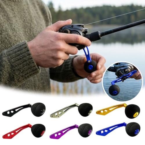 Power Handle Baitcasting, Baitcasting Handle Replacement for Baitcasting Fishing Reel, Fishing Reel Handle Replacement Baitcaster, Metal Knob Grip Replacement for Outdoors - color: Rose