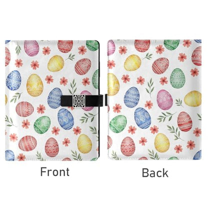 Easter Eggs Flowers Leaves A5 PU Leather Refillable Binder,Business Notebook Travel Planner with Expandable Pockets,6-Ring,Pen Storage & Easy-Clean Surface for Daily Use - color: Easter Eggs Flowers Leaves