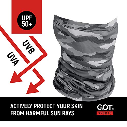 UPF 50+ Fishing Neck Gaiter - UV Face Mask Sun Protection for Men Women | Moisture-Wicking, Quick-Drying, Built-in SPF, UVA/UVB Blocking, Hunting Camo Design, Versatile Headwear - color: Disruptive Stone Camo
