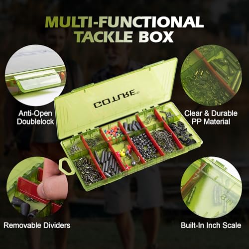 Goture 215pcs Fishing Tackle Kit with Ultra-Slim Organizer Box, Complete Terminal Tackle Set Includes Fishing Hooks, Sinkers Weights, Swivels, Snaps and Beads for Freshwater Bass Trout Fishing Gear - style: 215Pcs - Hooks & Accessories