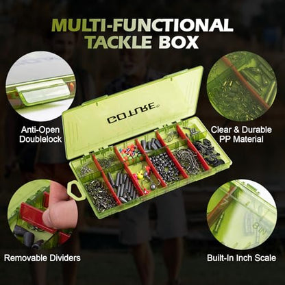 Goture 215pcs Fishing Tackle Kit with Ultra-Slim Organizer Box, Complete Terminal Tackle Set Includes Fishing Hooks, Sinkers Weights, Swivels, Snaps and Beads for Freshwater Bass Trout Fishing Gear - style: 215Pcs - Hooks & Accessories