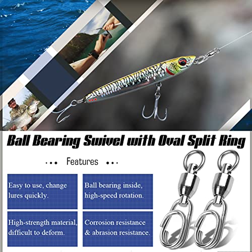 AMYSPORTS High Strength Snap Swivel Stainless Split Rings Fishing Swivel Freshwater Ball Bearing Swivels Fishing Saltwater, 25pcs, 30lbs - size: Size 3+3(72lb) 25 pcs