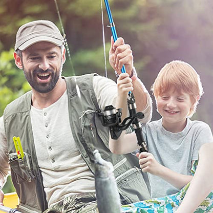 Fishing Rod Reel Combos Collapsible Fishing Rod Kit, 2PCS Telescopic Fishing Pole+2PCS Spinning Reels+Lures Hooks+Tackle Bag+Fishing Accessories Full Combo for Kids Youth - color: 2PCS 1.7M Black and Blue