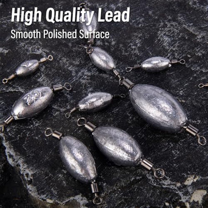 Dr.Fish 20 Pack Inline Trolling Weights Swivel Egg Sinkers Oval Line Sinker Catfishing Saltwater Freshwater Fishing - size: 1oz-20 Pack