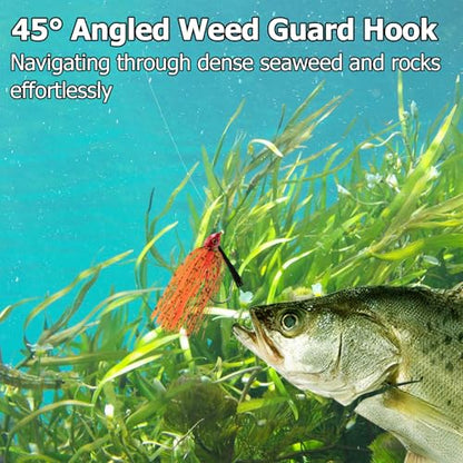 Dr.Fish 2 Pack Swim Jigs Weedless Bass Fishing Jigs Hook Lures with Reinforced Weed Guard Fish Head Swimbait Silicone Skirt Pike Walleye Muskie Freshwater Lures - color: Midnight, size: 3/8oz