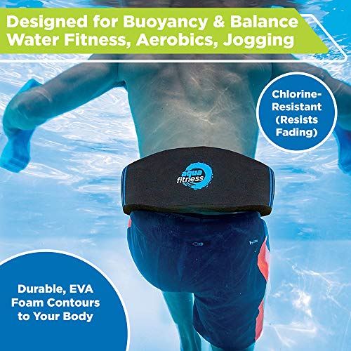 New Aqua Water Fitness Deluxe Flotation Belt – Adult Aquatic Swim Belt for Water Aerobics and Other Pool Exercise – Black/Blue