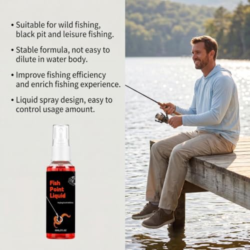 Fish Attractant, Fish Attractant Spray Red Worms Portable Additive Mist | 60ml Red Worm Fish Bait Attractants for Cod Carp Bass Walleye Tilapia Outdoor Saltwater Lake River Beach Pond