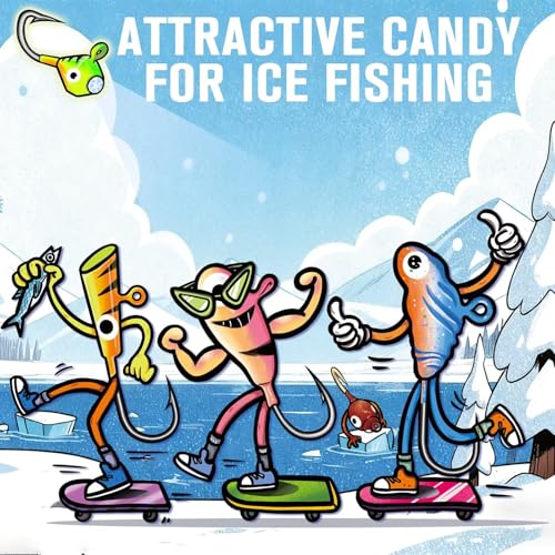 Dovesun Ice Fishing Jigs Kit Glow in The Dark Fishing Gear Lures 35 Pcs Ice Jig Head with Tackle Box for Panfish Walleye Crappie Perch Bluegil Trout