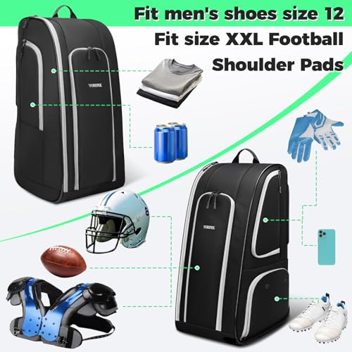 YOREPEK Football Bag Backpack for Youth with Shoe Pocket for Training Day | Football Equipment Bag Fits All Gear, Insulated Pocket, Padded Straps for Comfortable Carry, Players Practice Game Day
