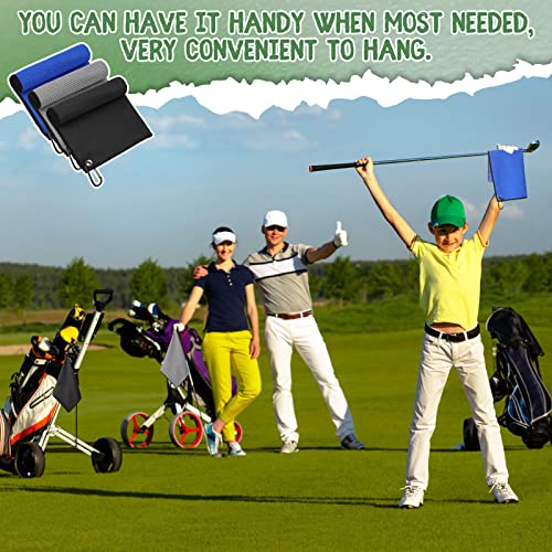 Batiyeer 30 Pcs Bulk Golf Towels for Golf Bags 16'' x 16'' Microfiber Fabric Golf Towel Waffle Pattern with Clip for Bags Men Mini Tournament Fitness Yoga Camping(Black, Blue, Gray) - color: Black, Blue, Gray