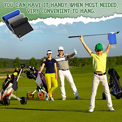 Batiyeer 30 Pcs Bulk Golf Towels for Golf Bags 16'' x 16'' Microfiber Fabric Golf Towel Waffle Pattern with Clip for Bags Men Mini Tournament Fitness Yoga Camping(Black, Blue, Gray) - color: Black, Blue, Gray