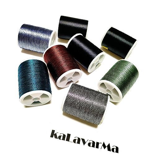 (8pcs*240yd) Kalavarma Rod Wrapping Thread for Fishing Rod Wrapping Thread Rod Building Repair - style: Metallic klm044