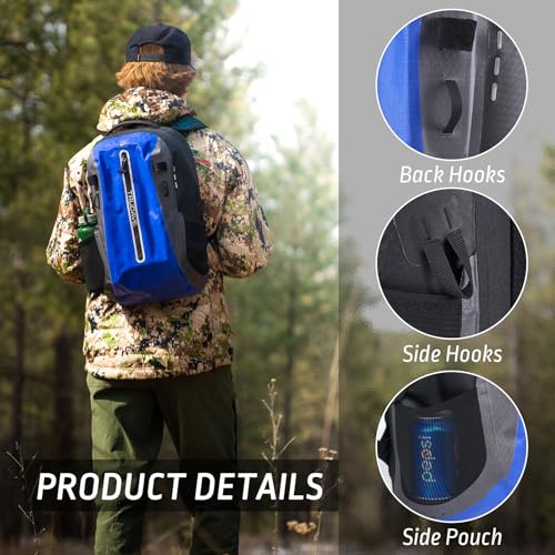 Trudave Waterproof Backpack, Waterproof Submersible Backpack, Floating TPU Coated Dry Bag with Airtight Zipper for Kayak, Fishing, Boating, Hiking, Blue,(20L) - color: Blue, size: 20L