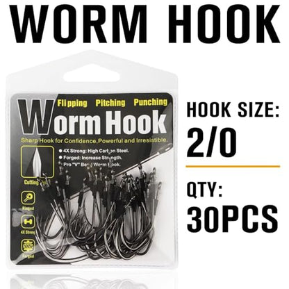 Dovesun Weedless Worm Hooks Wacky Rig Hooks Texas Rig Hooks 30PCS Professional V Bass Fishing Hooks for Freshwater Saltwater 1/0 2/0 3/0 - size: 2/0 * 30PCS, style: Professional "V" Hook With Baitkeeper