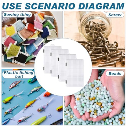 Hikary Fishing Tackle Boxes,3600 Tackle Tray Clear Plastic Fishing Box with Removable Dividers Fishing Storage Organizer Boxes for Lures (4 Packs) - color: 4 Packs