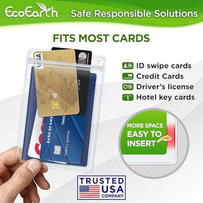 4x6 XXL Passport, ID, Name Card Holders - Vertical, Resealable, 250 PK | EcoEarth clear plastic waterproof passport holder with soft edge and zipper seal, 5 pre-punched holes for all lanyard clips - size: 250 Pack