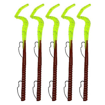 Delong Lures Fishing Lures Bass Set, 10" Pre-Rigged Weedless Swim Bait, Twister Tail Bass Fishing Lures, Extra Durable Soft Plastic Baits for Freshwater - 5 pcs Bass Baits and Lures Pack, Made in USA - color: Pumpkinseed