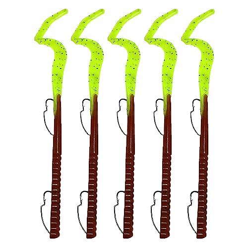 Delong Lures Fishing Lures Bass Set, 10" Pre-Rigged Weedless Swim Bait, Twister Tail Bass Fishing Lures, Extra Durable Soft Plastic Baits for Freshwater - 5 pcs Bass Baits and Lures Pack, Made in USA - color: Pumpkinseed
